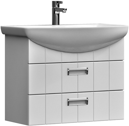 Тумба подвесная Vigo Diana 70 белая с двумя ящиками и умывальником Балтика 70