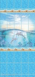 Стеновая панель ПВХ DISCOVERY Карибы Дельфины (панно из 5-ти панелей)