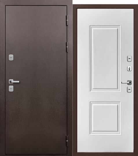 Дверь входная металлическая Е-Трейд 11 см Термо Медный антик - Эмалит белый