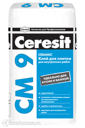 Клей Ceresit CM9 для плитки для тонкослойного крепления плитки для внутренних работ (25 кг.)