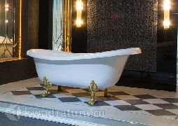 Каменная ванна Aqua de Marco Эдельвейс 170*82,7 см белая с золотыми ножками