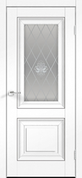 Межкомнатная дверь Velldoris (Веллдорис) ALTO 7 со стеклом Кристал Ясень белый структурный - Молдинг ясень грей