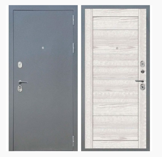 Дверь входная металлическая FlyDoors Аркан 206 Букле графит- Ривьера айс