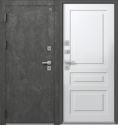 Дверь входная металлическая Центурион Т-9 Антрацит муар + Серый камень - Софт белый
