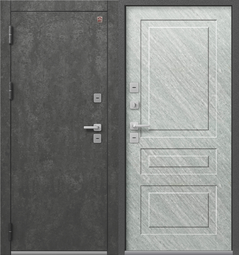 Дверь входная металлическая Центурион Т-9 Антрацит муар + Серый камень - Эверест (матовый)