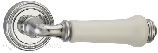 Дверная ручка Renz Сиракузы DH 617-16 CP/WH хром блест/керам.белая