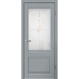 Межкомнатная дверь Сибирь Профиль Estetic Е01 ПО художественное стекло "ромб" Эмалит серый