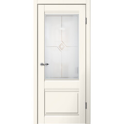 Межкомнатная дверь Сибирь Профиль Estetic Е01 ПО художественное стекло "ромб" Эмалит Ваниль
