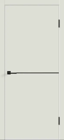 Межкомнатная дверь Velldoris (Веллдорис) FLAT H1 Светло-серая эмаль кромка черная, молдинг черный