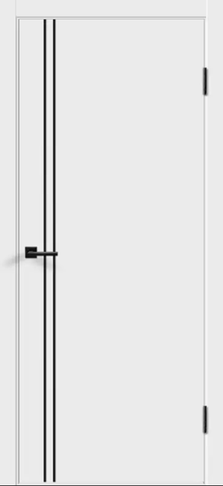 Межкомнатная дверь Velldoris (Веллдорис) FLAT М2 Белая эмаль кромка белая, молдинг черный