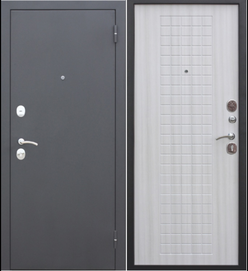 Дверь входная металлическая Феррони Гарда Муар 8 мм Черный муар - Белый ясень
