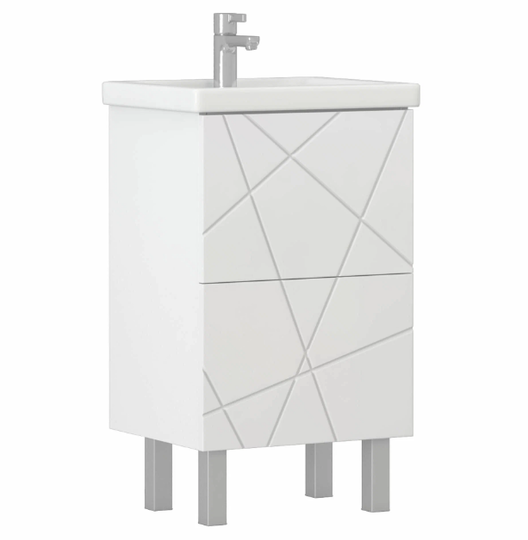 Тумба напольная Vigo Geometry 60 белая с умывальником Como 60