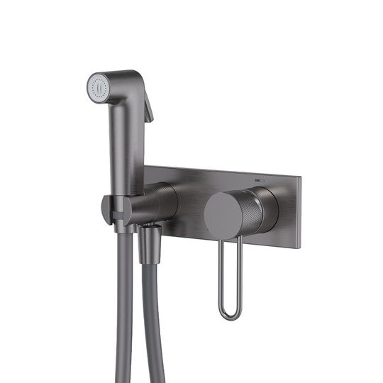 Встраиваемый смеситель Iddis Duna с гигиеническим душем и блокирующим клапаном, матовый графит, DUNGMV0i08