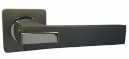 Ручка дверная Renz "Катания" INDH 301-02 MBN/CP на квадр. розетке матовый черный никель/хром блестящий