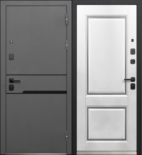 Дверь входная металлическая Luxor Классика Муар 7024 / Эмалит белый