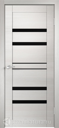 Межкомнатная дверь Velldoris (Веллдорис) Linea 6 дуб белый поперечный, стекло лакобель черная