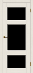 Межкомнатная дверь Матадор Мадрид ДОЧ дуб белый, стекло черное