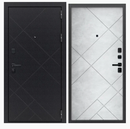 Дверь входная металлическая FlyDoors Призма Букле черный - Бетон снежный
