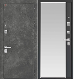 Дверь входная металлическая Центурион С-114 Черный муар + Серый камень - Смоки софт