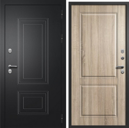 Дверь входная металлическая FlyDoors Шторм Термо Букле черный - Дуб сонома светлый