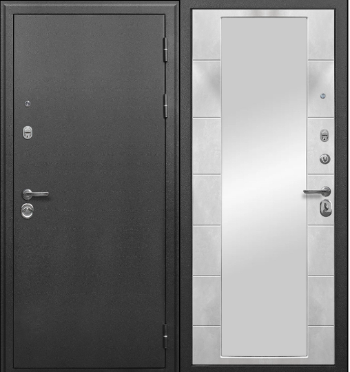 Дверь входная металлическая Феррони Сотка Антик серебро - Бетон снежный