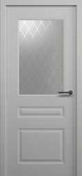 Межкомнатная дверь ALBERO Эмаль Стиль-2 серый стекло "Рубин"