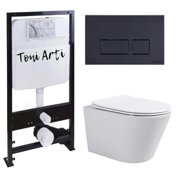 Система инсталляции TONI ARTI TA-01 + Forli с сиденьем с микролифтом, с клавишей Noche TA-0044 TA-01+TA-1905+TA-0044