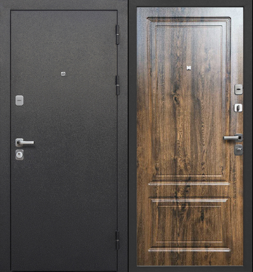 Дверь входная металлическая Феррони Толстяк Букле черный / Грецкий орех