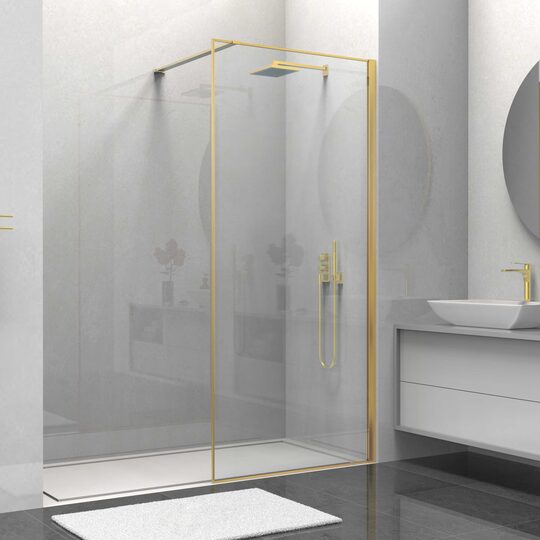 Душевая перегородка Vincea Walk-In VSW-1HS100CLG, 1000*2000, брашированное золото, стекло прозрачное