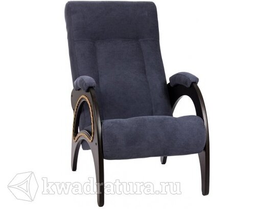 Кресло для отдыха МекКо Неаполь Модель 9 без лозы (Венге-эмаль/Ткань Синий Verona Denim blue)